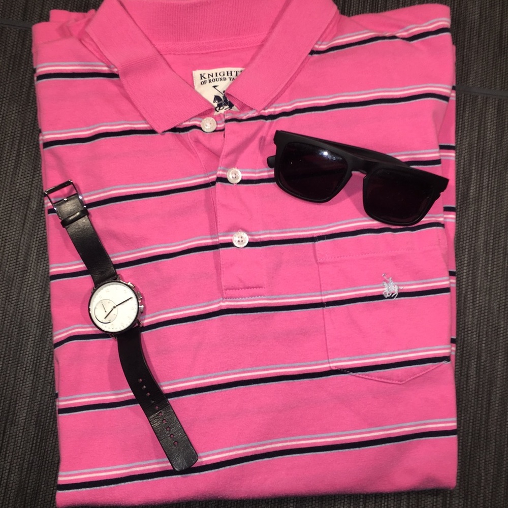 Knights of the Round Table Pink Striped Polo